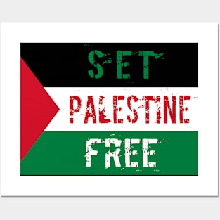Set Palestine Free Flag Artwork Posters and Art